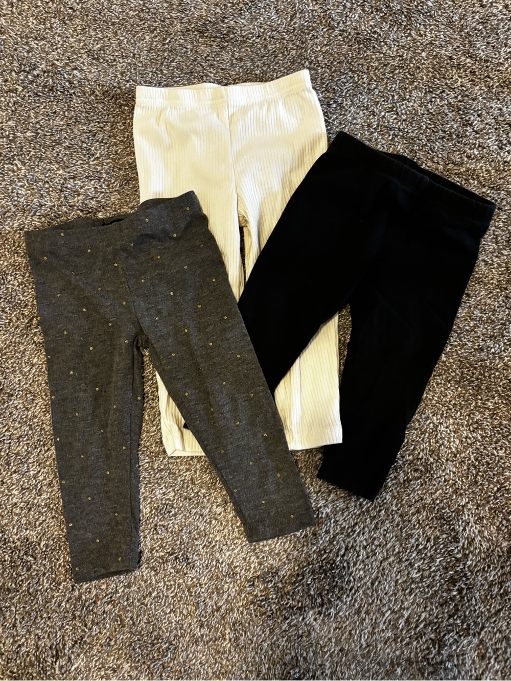 Carter's 3-Pack Leggings in Black, White & Gray with Gold Dots